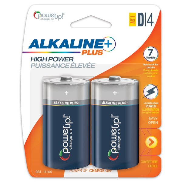 Power Up! Batteries Alkaline Plus D, PK 4 031-11144